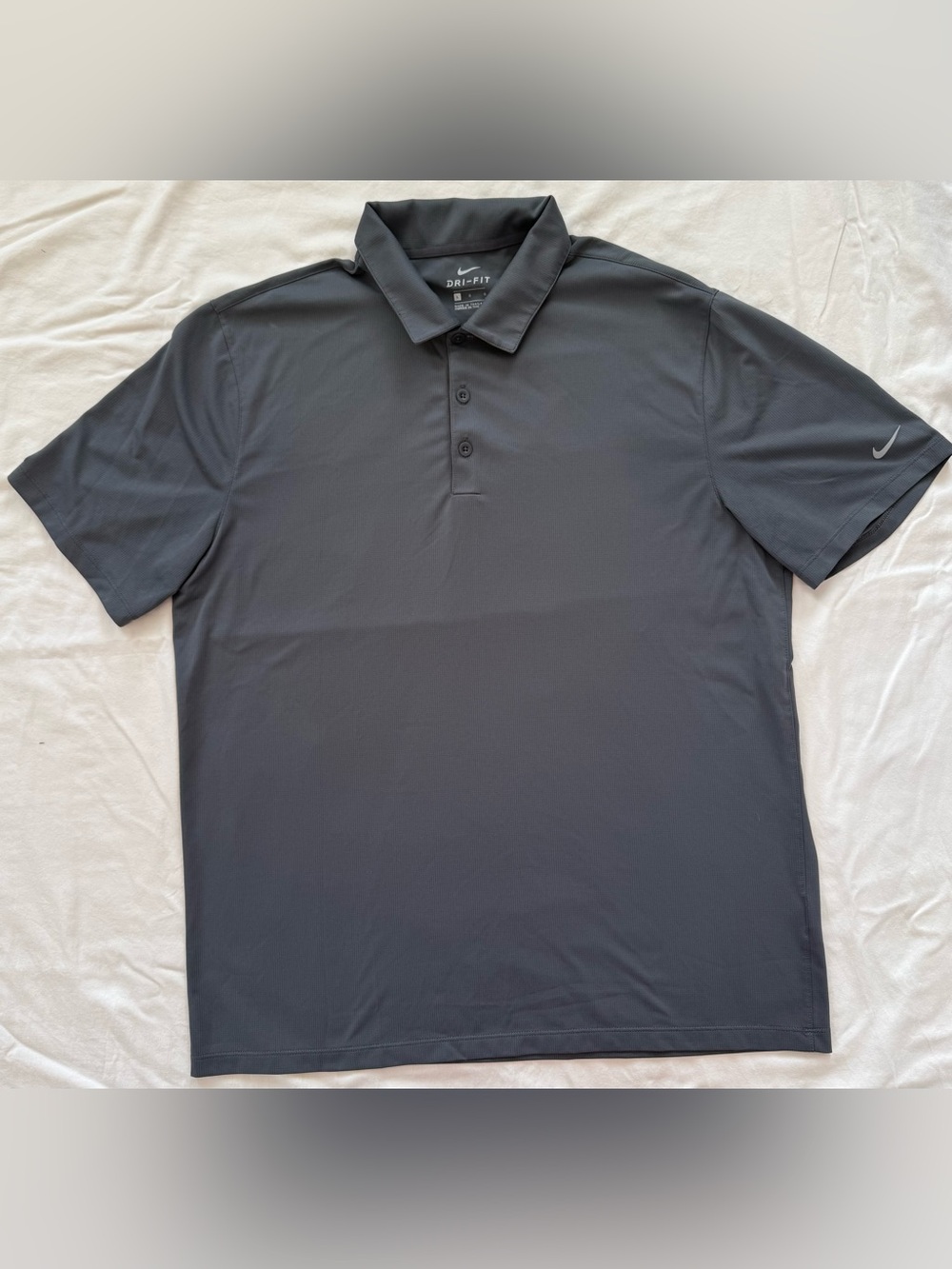 Nike Dri-FIT Gray Performance Polo Shirt Men’s Large Athletic Golf Casual